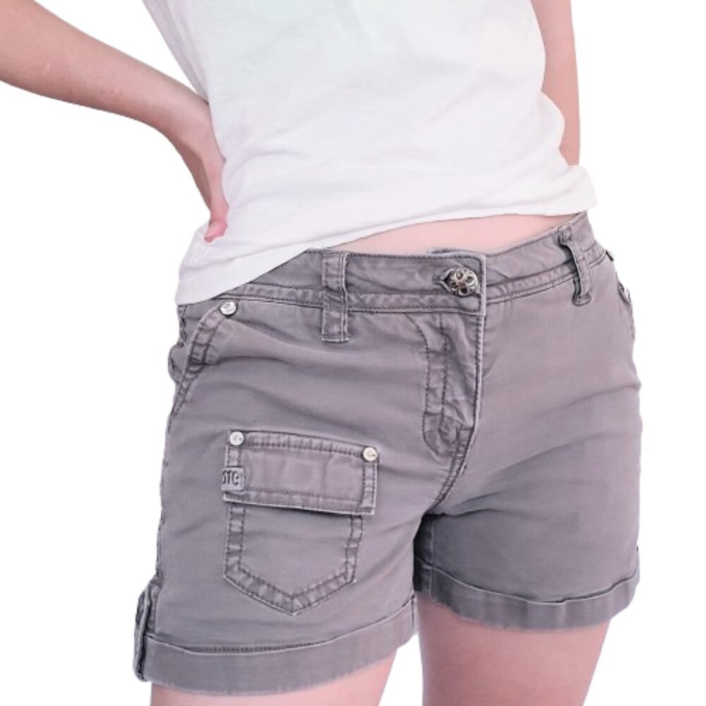 Miss Me Mauve Purple Cargo Denim Shorts Embroidered Wings Back Pockets - 28 - Picture 6 of 14